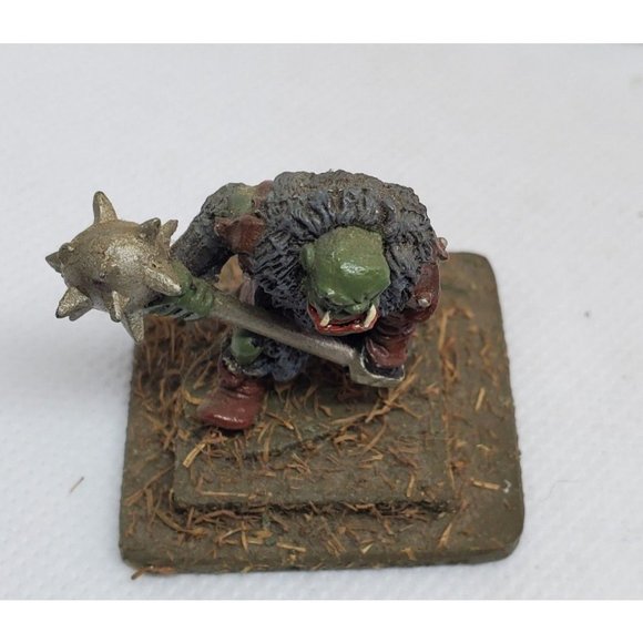 Rare Vintage Ogre Warrior With Spiked Axe On Stone Slate Shelf Sitter Home Décor - Picture 5 of 12
